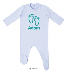 Pyjama bio personnalisable bleu petits pieds