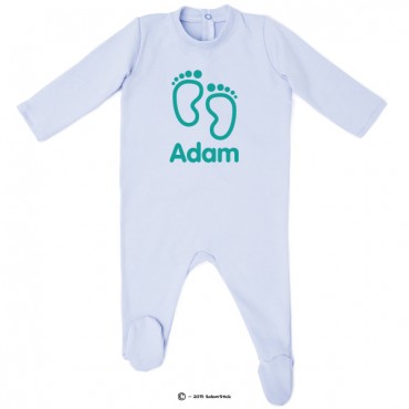 Pyjama bio personnalisable bleu petits pieds Pyjama bio personnalisable bleu petits pieds