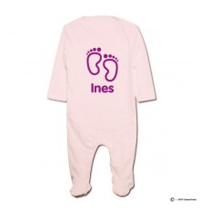 Pyjama bio personnalisable rose petits pieds