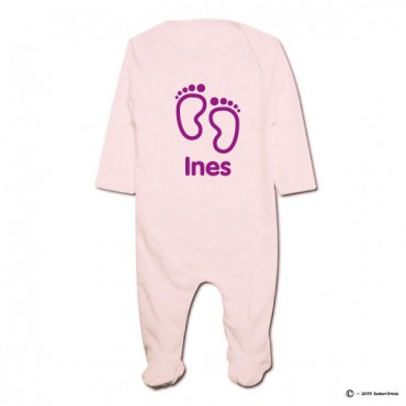 Pyjama bio personnalisable rose petits pieds