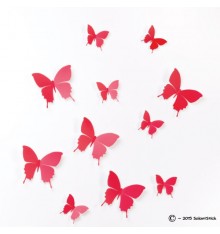 Lot de 12 papillons 3D ROUGE