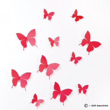 Lot de 12 papillons 3D ROUGE