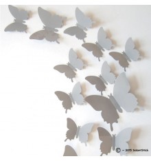 Lot de 12 papillons 3D GRIS